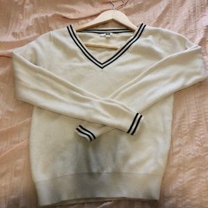 White varsity sweater